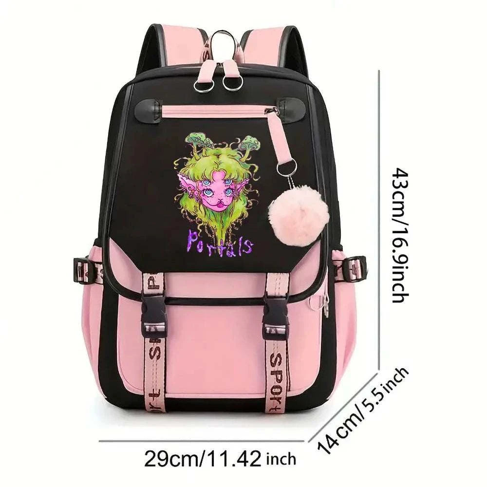 Melanie Martinez Print BackpacksExpress Global Mart  customizedHign-concerned Chemical:NoneTechnics:EmbossingInterior:Interior Slot Pocket,Cell Phone Pocket,Computer InterlayerHandle/Strap Type:soft handleStyle:CasualExterior:OpMelanie Martinez Print Backpack – Teen School & Laptop Bagb0d141-b8