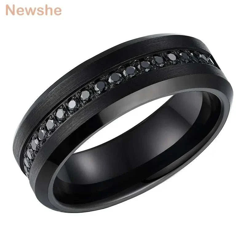 Men Half Eternity AAAAA Round Cubic Zircon Charm JewelryExpress Global Mart  wedding_engagement_jewelryCompatibility:All CompatibleSurface Width:8mmSetting Type:Prong SettingRings Type:Wedding BandsModel Number:TRX090Shape\pattern:RoundStyle:TRENDYOccasion:WeddingMateNewshe Black Tungsten Carbide Wedding Rings for Men Half Eternity AAAAb0d141-b8