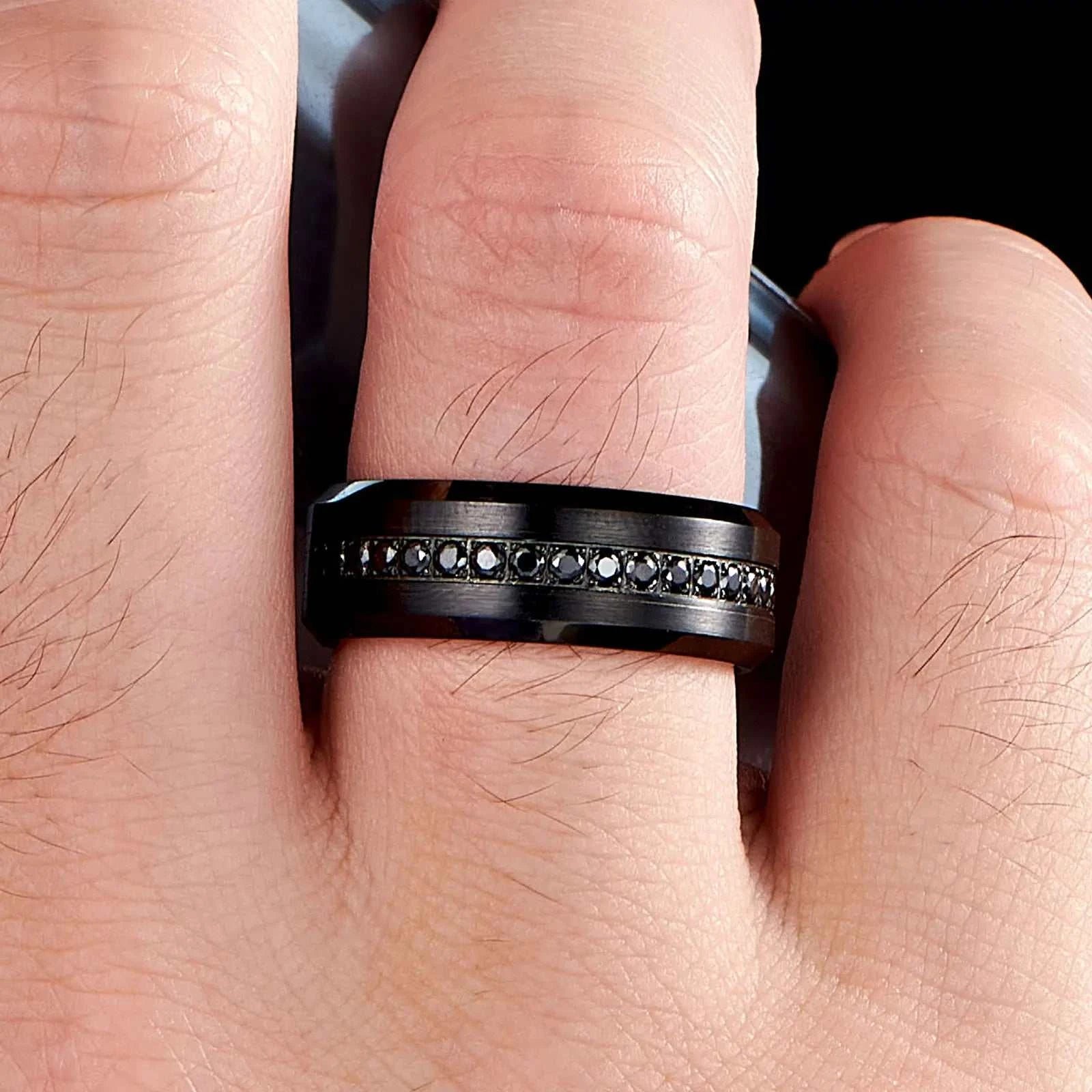 Men Half Eternity AAAAA Round Cubic Zircon Charm JewelryExpress Global Mart  wedding_engagement_jewelryCompatibility:All CompatibleSurface Width:8mmSetting Type:Prong SettingRings Type:Wedding BandsModel Number:TRX090Shape\pattern:RoundStyle:TRENDYOccasion:WeddingMateNewshe Black Tungsten Carbide Wedding Rings for Men Half Eternity AAAAb0d141-b8