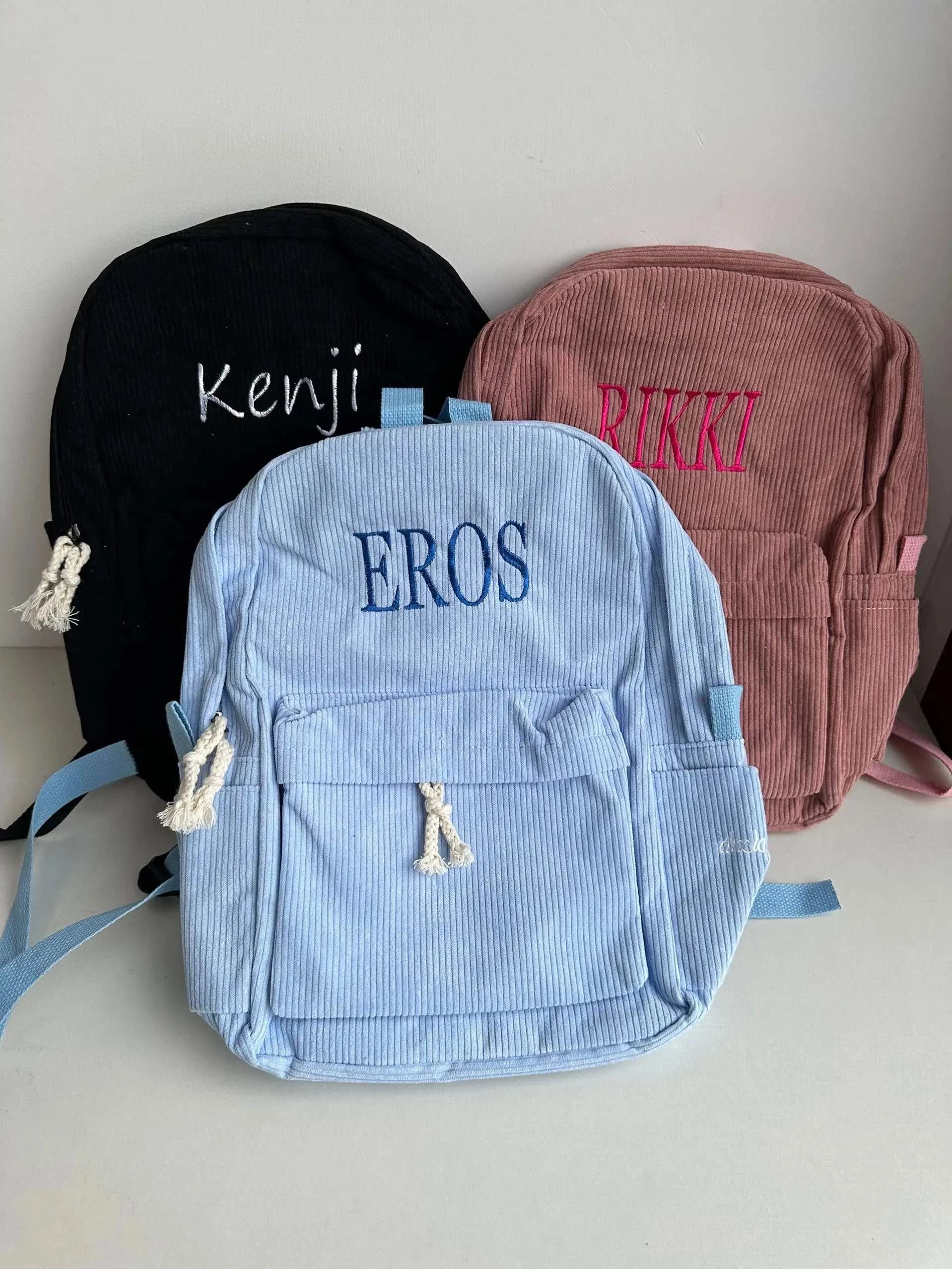 Personalized Kids Backpack, Embroidered Corduroy Backpack,BackExpress Global Mart  customizedHandle/Strap Type:soft handleStyle:CasualExterior:Silt PocketCarrying System:Arcuate Shoulder StrapRain Cover:NoCapacity:Below 20 LitreLining Material:POLYESTERClosuPersonalized Kids Backpack, Embroidered Corduroy Backpack,Back to Schob0d141-b8