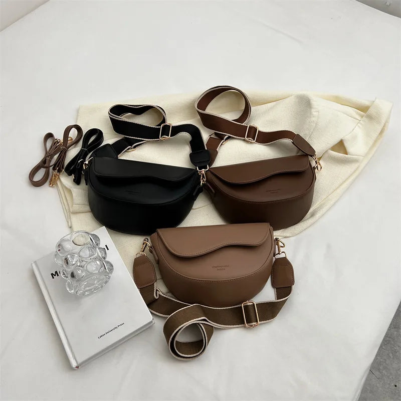 Vintage Saddle Crossbody Bag PU Leather Women's Luxury Design Small Handbag and Purse Ladies Travel Shoulder Messenger Bag Purse