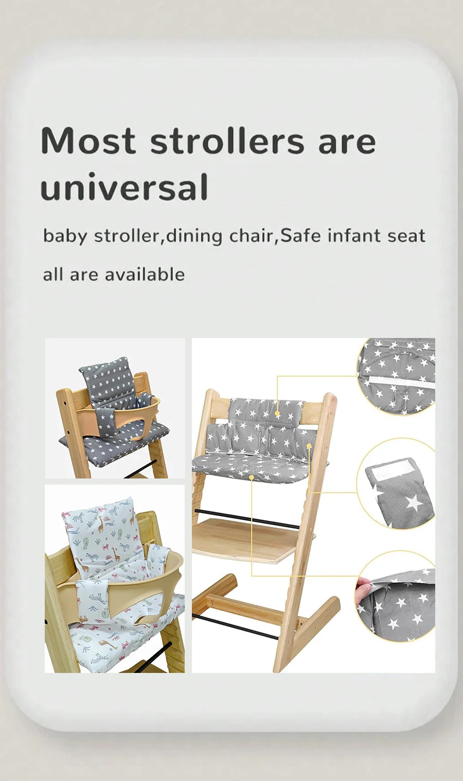 Dining Chair Seat Cushion,Wipe Clean Cushion for High Chair,Cartoon Printing,It Safer and More Comfortable for Baby to Sit On