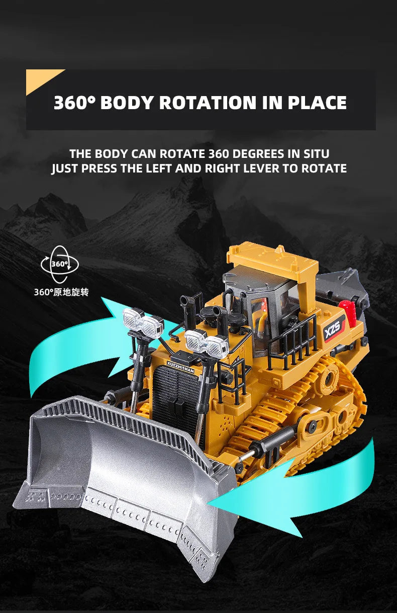 2.4G RC Excavator Children Remote Control Model Car Engineering Dump Truck Bulldozer High Tech Remote Control Car Children Toys