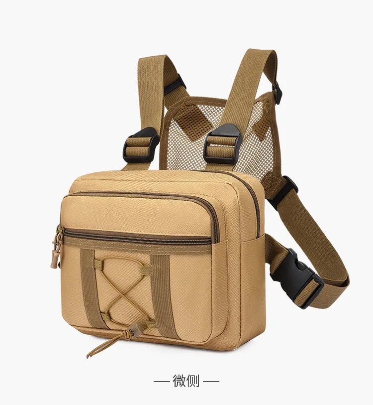 Outdoor Camouflage Tactical Bag Personality Tooling Functional Vest Bag Oxford Cloth Double Plus Backpack Men Women Chest Bag