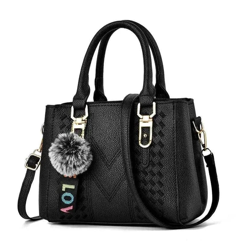 Embroidery messenger bag for women, perfect everyday handbag with black bucket shape and detachable strap.