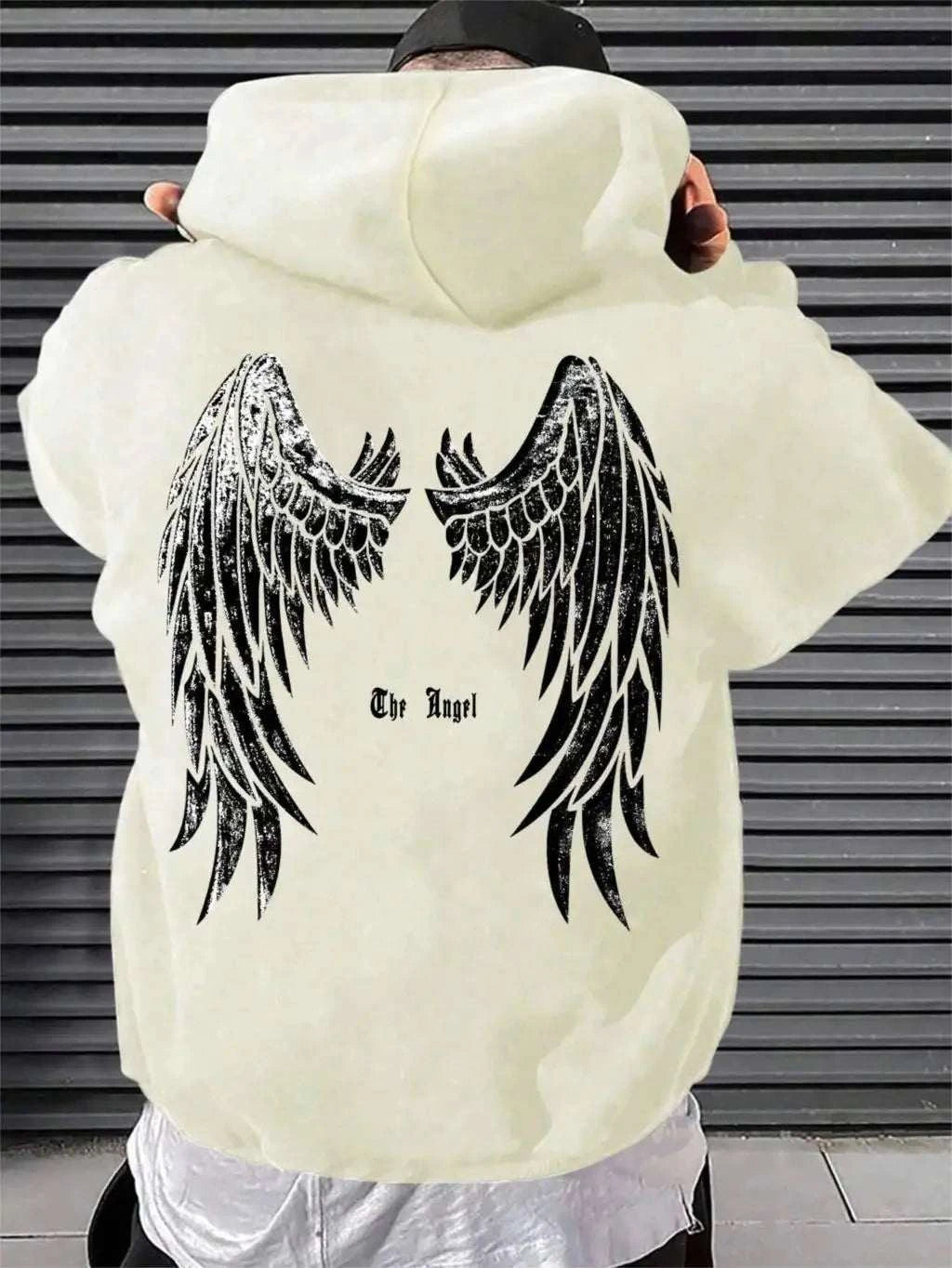 Angel's Wings Printing Male Hoody O-Neck All Match Loose Sweatshirt Fashion Fleece Basic Daily Comfortable Hoodie Autumn Clothes