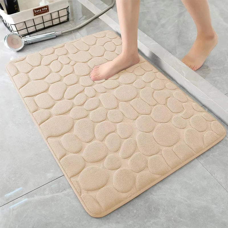 1 Embossed Pebble Bath Rug, Memory Foam Absorbent Floor Mat,Express Global Mart  SPECIFICATIONSBrand Name: NoEnName_NullMaterial: 100% PolyesterOrigin: Mainland ChinaCN: ZhejiangChoice: yesEmbossed Pebble Memory Foam BathExpress Global Mart 