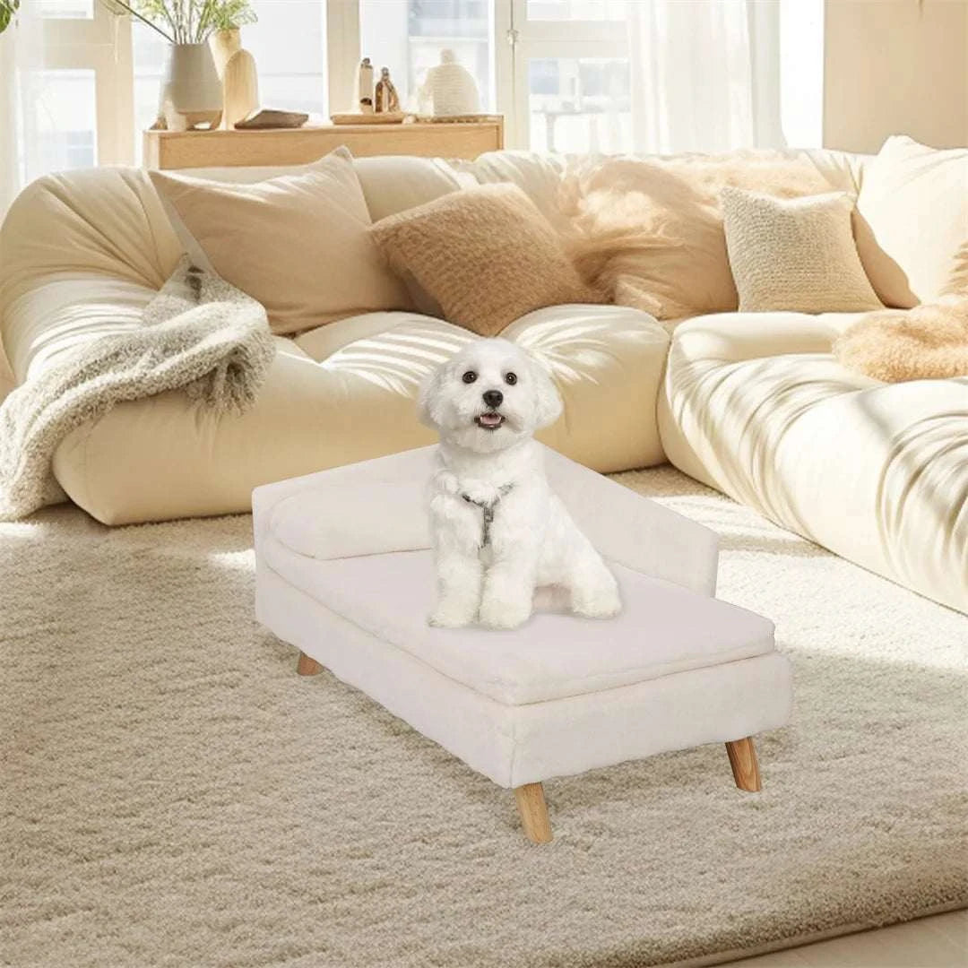 Dog Sofa Bed Cat Cushion Chairs Stool L Shape Soft Warm Nesting Couch with Rubber Wooden Legs