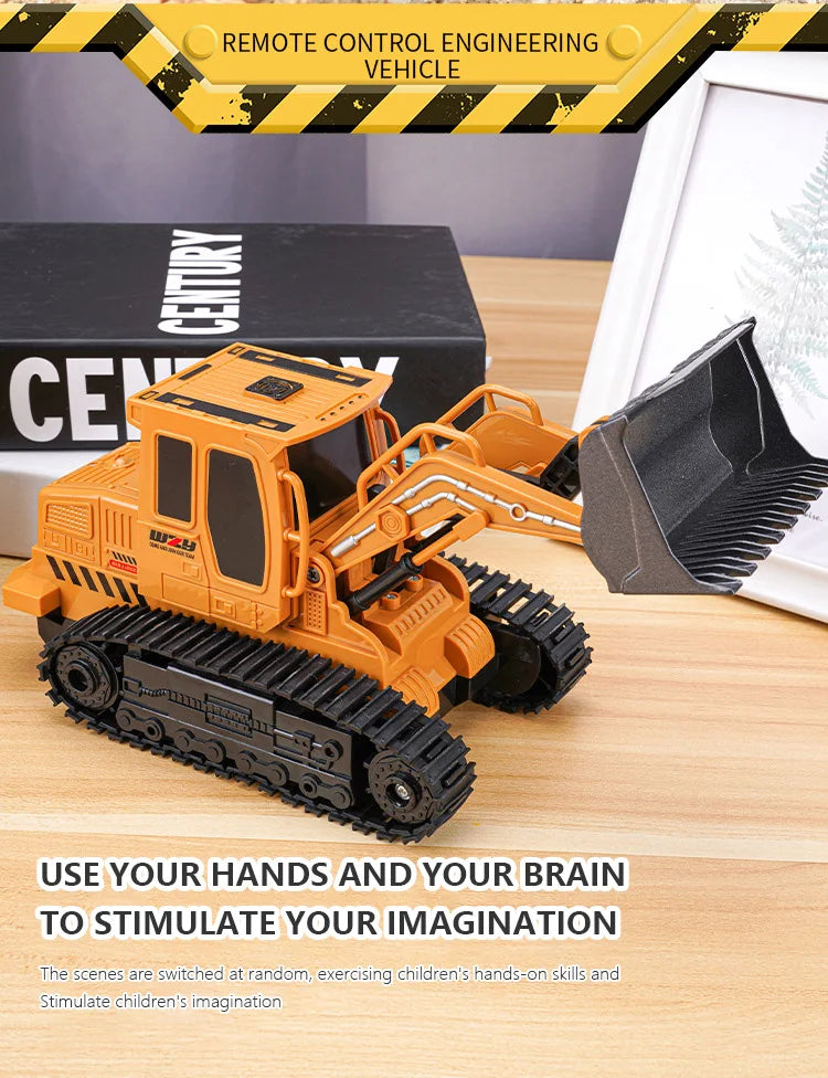 2.4G RC Excavator Children Remote Control Model Car Engineering Dump Truck Bulldozer High Tech Remote Control Car Children Toys