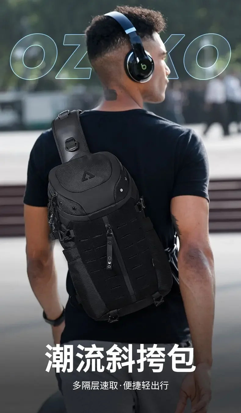 Ozuko Anti-Theft Short Travel Messenger Sling  Cross bag men Waterproof USB Man Crossbody Bag Fashion Designer Chest Bag