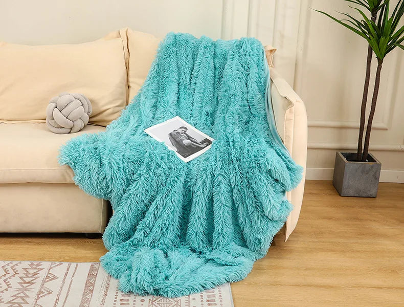 Shaggy Super Soft Coral Fleece Blanket Warm Cozy Bedding Blanket Fluffy Sofa Bedding Airplane Hotel Throw Sofa Pillowcases Sale