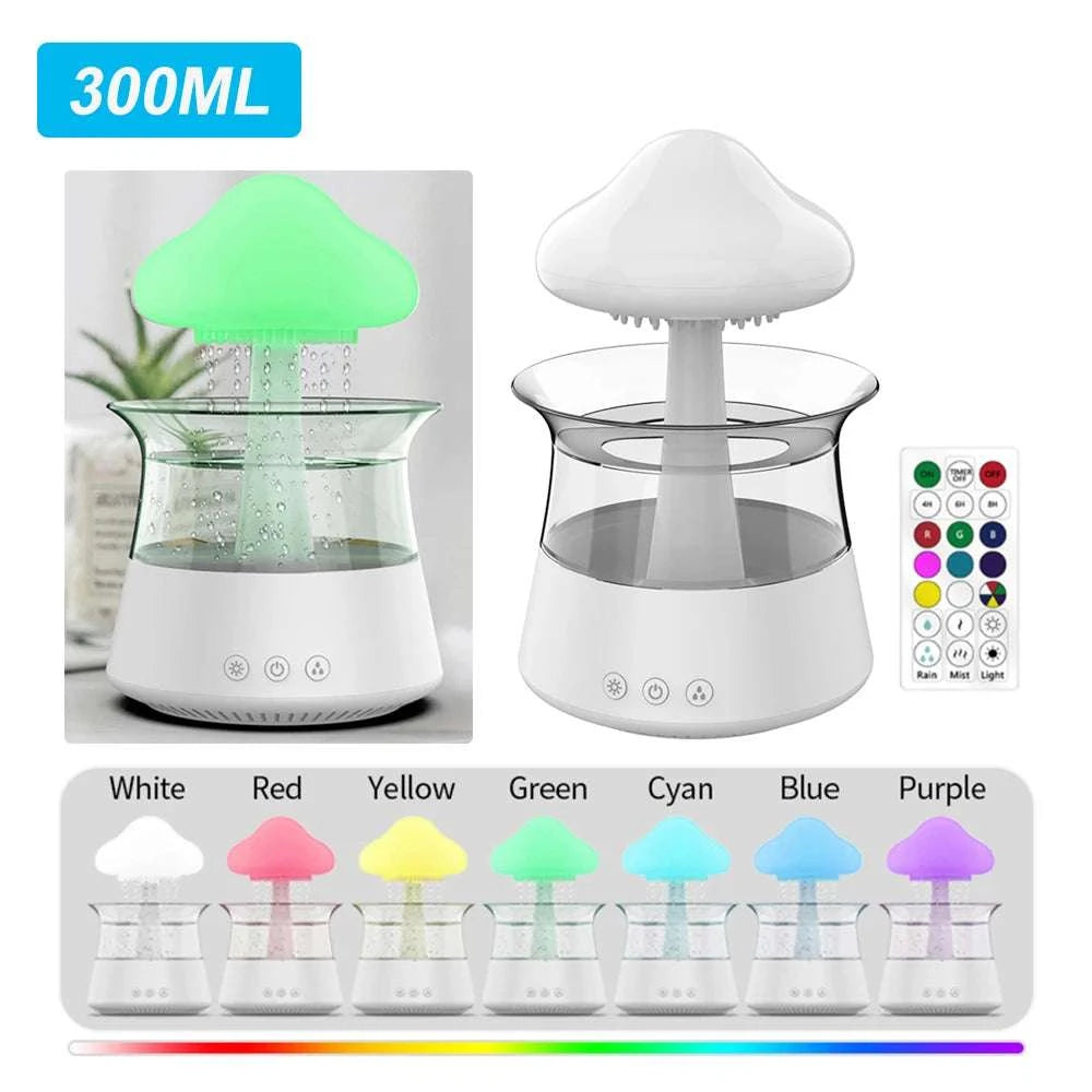 Mushroom Air Humidifier Home Bedroom Aromatherapy Lamp Calming Water Drops Sounds Diffuser Humidifier Rain Cloud Night LightExpress Global Mart  SPECIFICATIONSBrand Name: alloetHumidification Method: Mist DischargePower (W): 5wVoltage (V): 5VNoise: &lt;36dbOrigin: Mainland ChinaCapacity: &lt;1LModel Number: HMushroom Air Humidifier Home Bedroom Aromatherapy Lamp Calming Water DDSers