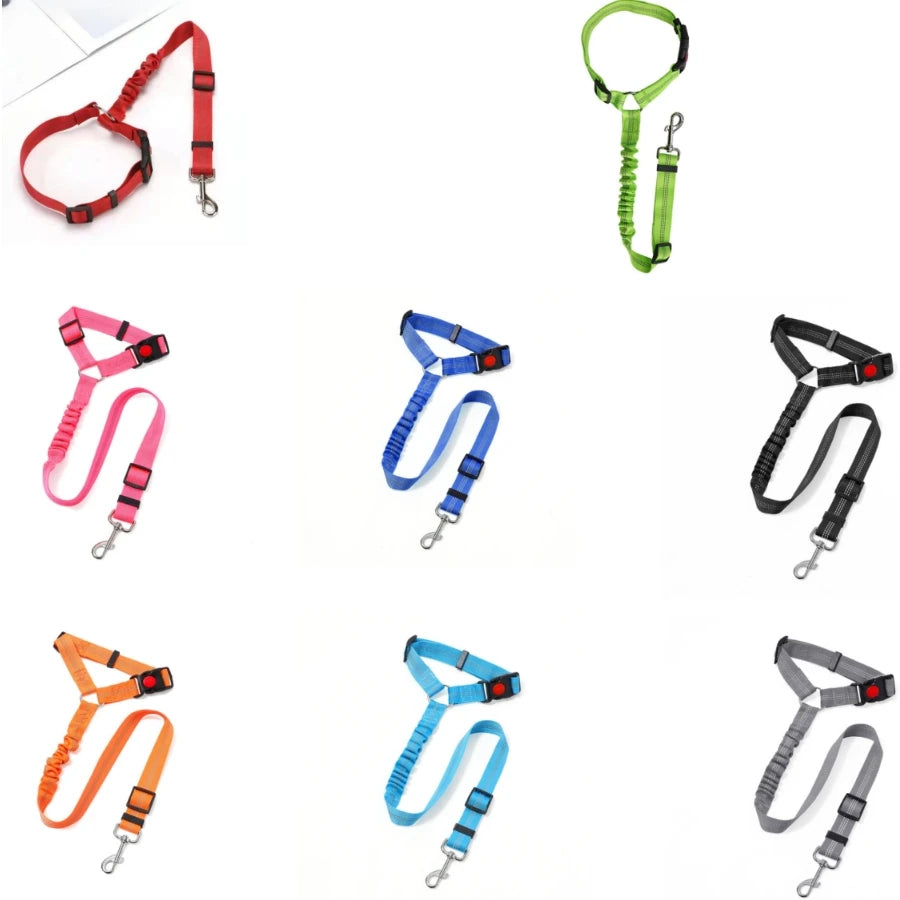 Pet products car seat belt dog leash with buffer elastic reflective safety rope leash dog rope