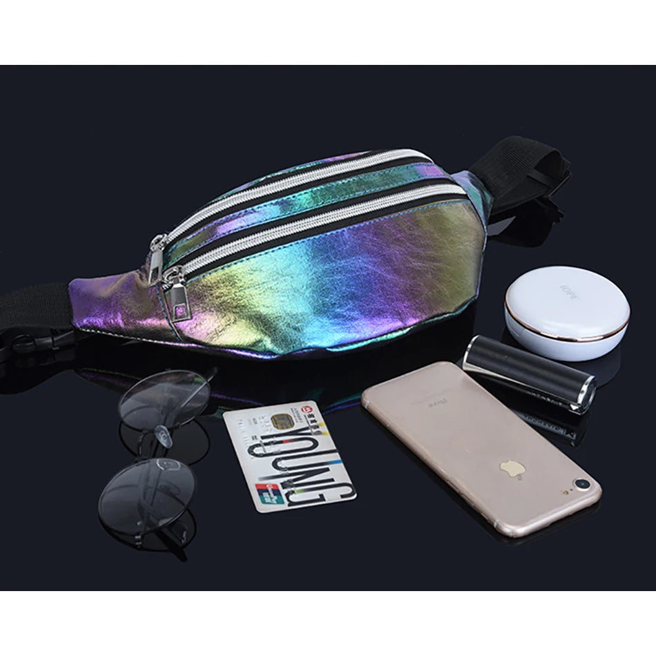 Men Women Fanny Waist Bag Pack Male Belt Pouch For Holographic Belly Banana Lady Kangaroo Bum Hip Side Sport Sachet Waistbag Sac