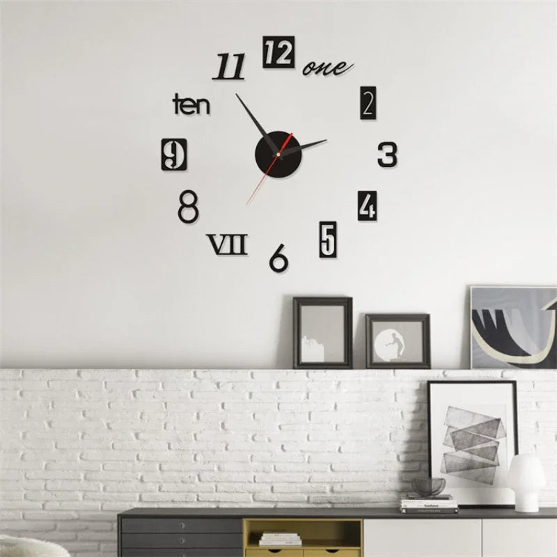 Creative Frameless DlY Wall Clock WallDecal Home Silent Clock Living RoomOffice Wall Decoration