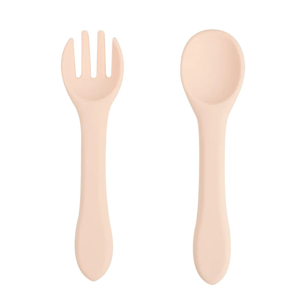 Food-grade Silicone Baby Products Baby Eating Spoon Training Water Spoon Children's Tableware Complementary Food Spoon Fork