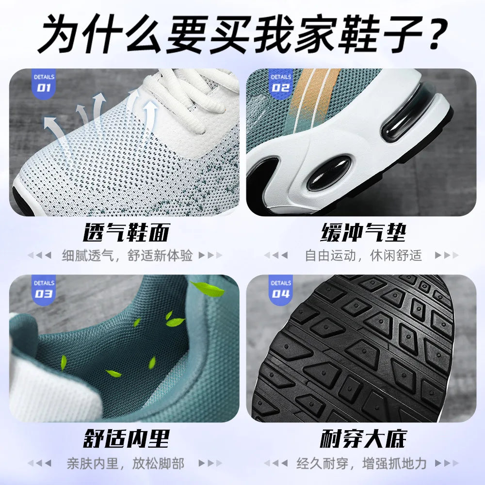 2024 Men's Shoes Spring fashion Soft sole sports single shoes flying woven Casual style men's Running shoes sneakers