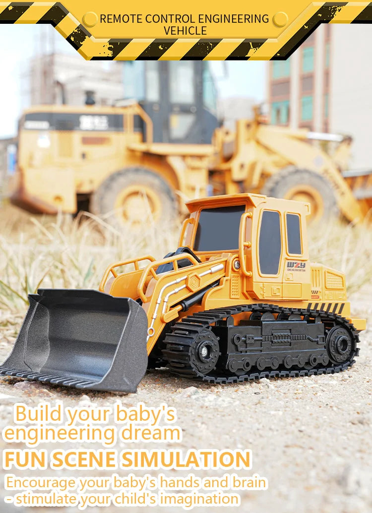 2.4G RC Excavator Children Remote Control Model Car Engineering Dump Truck Bulldozer High Tech Remote Control Car Children Toys