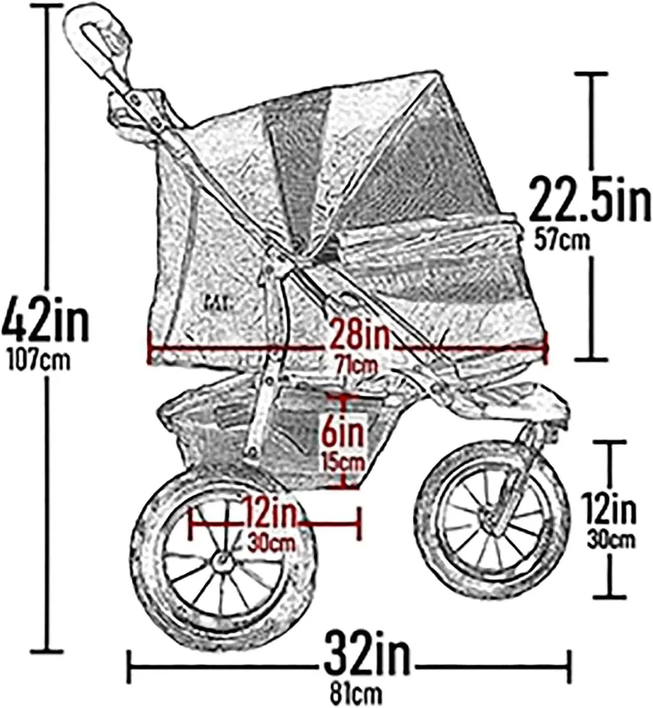 Pet Stroller for Cats/Dogs, Zipperless Entry, Easy One-Hand Fold, Jogging Tires, Removable Liner, Cup Holder + Storage Basket