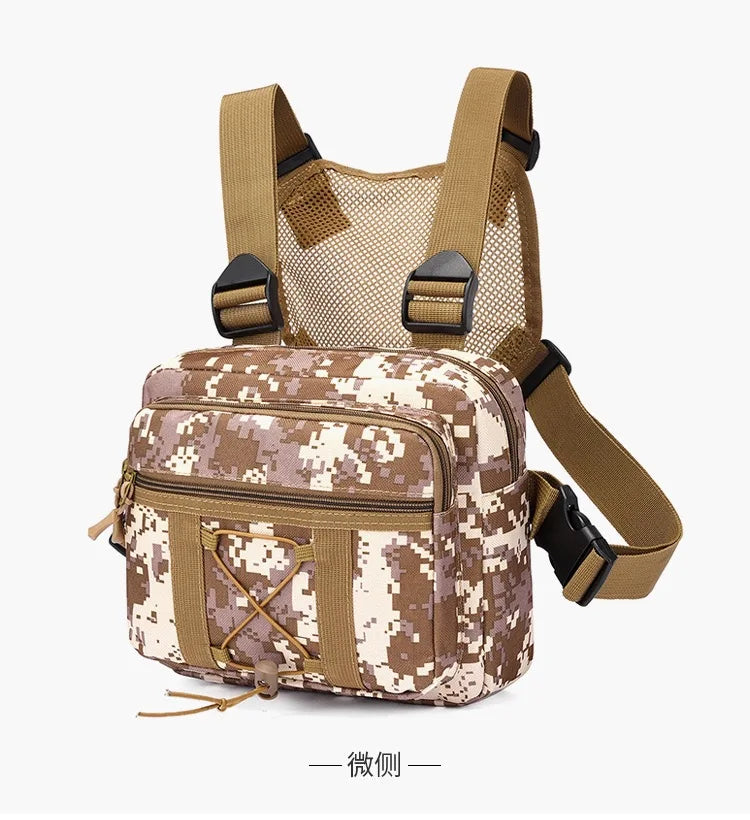 Outdoor Camouflage Tactical Bag Personality Tooling Functional Vest Bag Oxford Cloth Double Plus Backpack Men Women Chest Bag