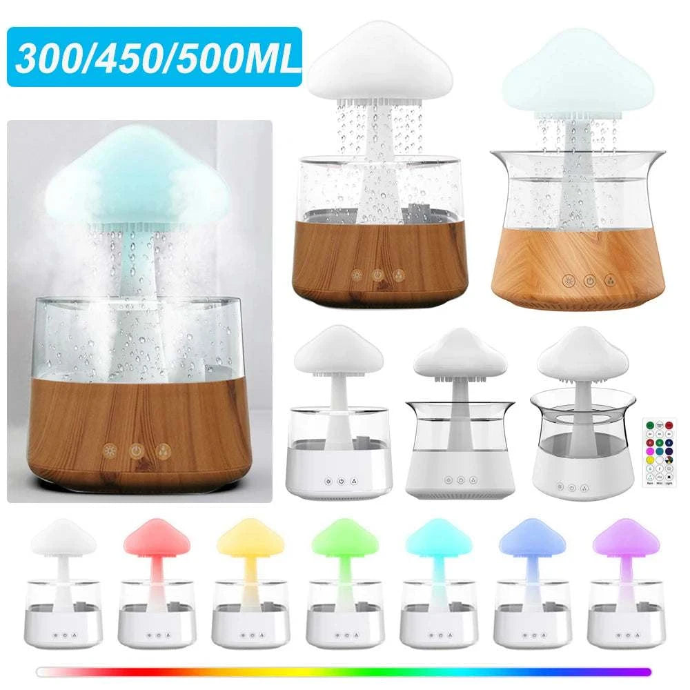 Mushroom Air Humidifier Home Bedroom Aromatherapy Lamp Calming Water Drops Sounds Diffuser Humidifier Rain Cloud Night LightExpress Global Mart  SPECIFICATIONSBrand Name: alloetHumidification Method: Mist DischargePower (W): 5wVoltage (V): 5VNoise: &lt;36dbOrigin: Mainland ChinaCapacity: &lt;1LModel Number: HMushroom Air Humidifier Home Bedroom Aromatherapy Lamp Calming Water DDSers