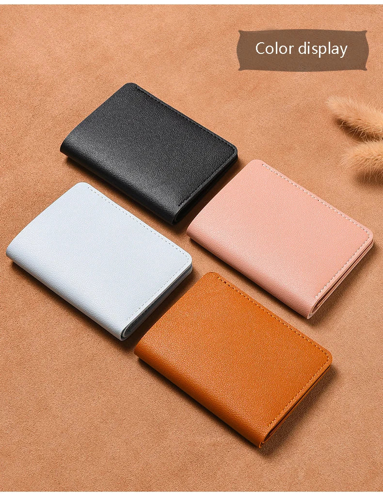 2024 New Women's Wallet Simplified Folding Button Small Wallet Driver's License Card Bag Male Student Soft Leather Wallet