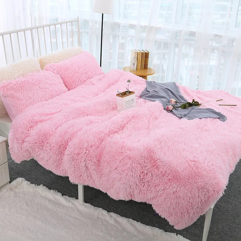 Shaggy Super Soft Coral Fleece Blanket Warm Cozy Bedding Blanket Fluffy Sofa Bedding Airplane Hotel Throw Sofa Pillowcases Sale