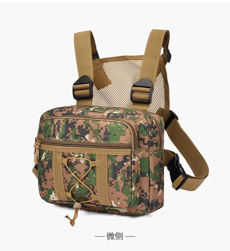 Outdoor Camouflage Tactical Bag Personality Tooling Functional Vest Bag Oxford Cloth Double Plus Backpack Men Women Chest Bag