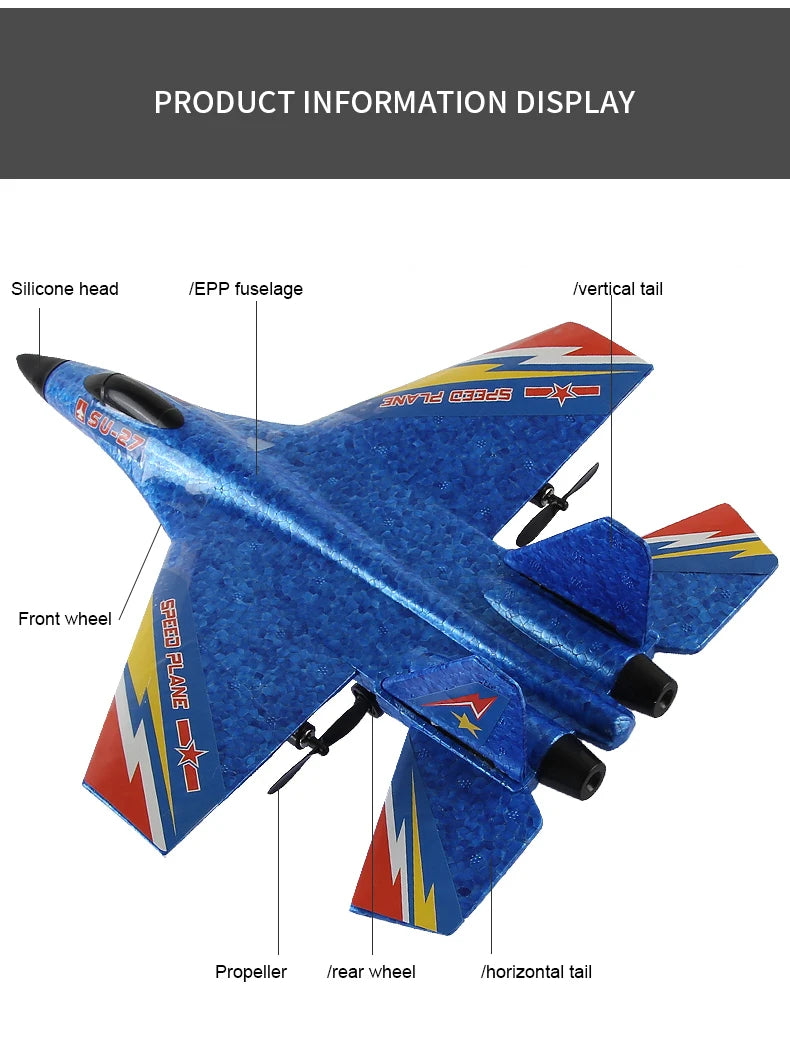 SU-27 RC Airplanes Remote Control Glider Fighter Hobby 2.4G RC Plane Drones EPP Foam Aircraft Toys for Boy Kids Children Gift