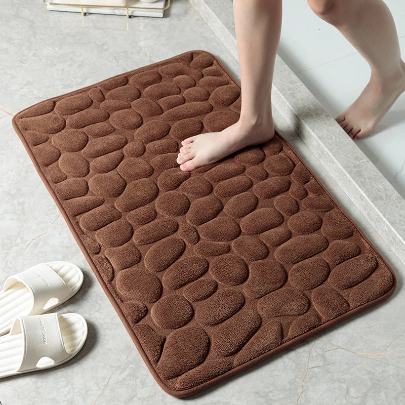 1 Embossed Pebble Bath Rug, Memory Foam Absorbent Floor Mat,Express Global Mart  SPECIFICATIONSBrand Name: NoEnName_NullMaterial: 100% PolyesterOrigin: Mainland ChinaCN: ZhejiangChoice: yesEmbossed Pebble Memory Foam BathExpress Global Mart 