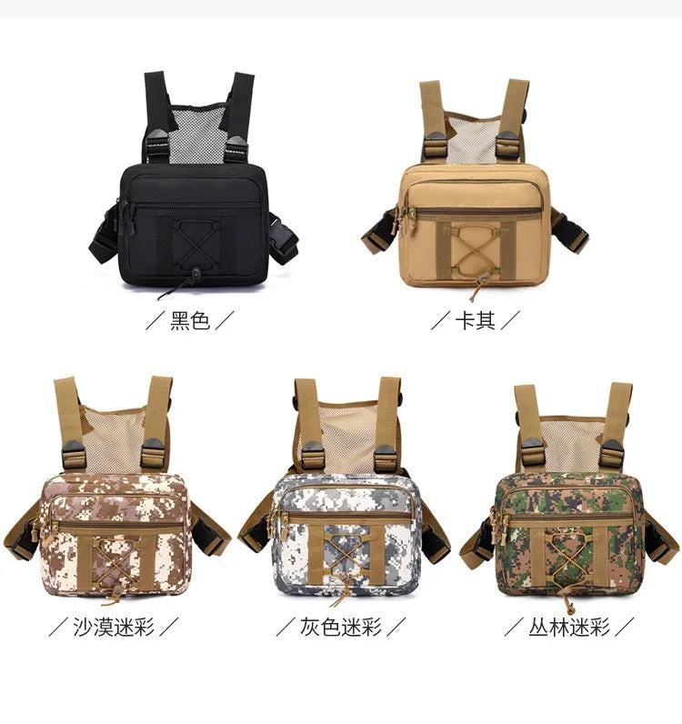 Outdoor Camouflage Tactical Bag Personality Tooling Functional Vest Bag Oxford Cloth Double Plus Backpack Men Women Chest Bag