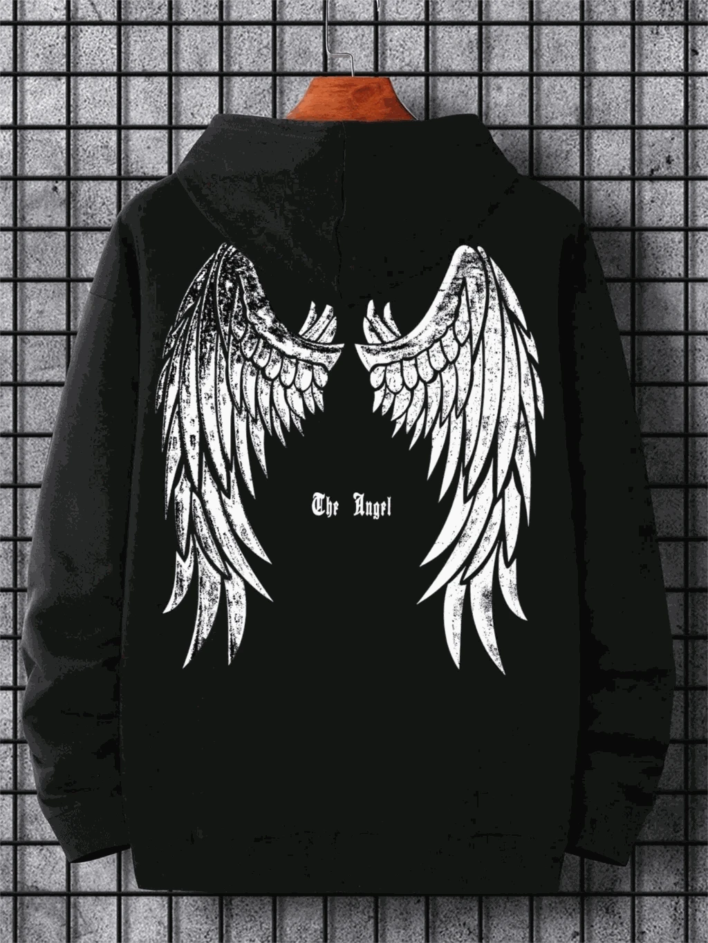 Angel's Wings Printing Male Hoody O-Neck All Match Loose Sweatshirt Fashion Fleece Basic Daily Comfortable Hoodie Autumn Clothes