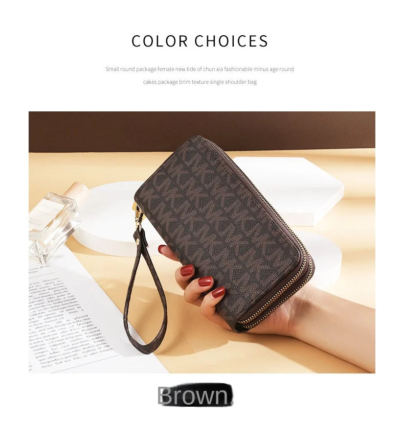 Long Wallet for Women Female vintage Coin Purse Card Holder Wallets Double Zipper PU Leather Clutch Bags Luxury Money Phone Bag