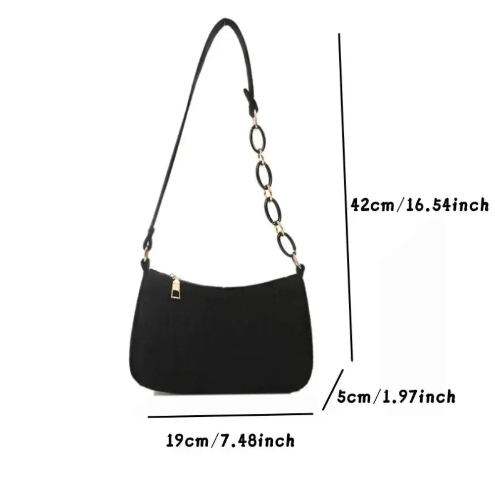 Women's Felt Design Luxury Handbag Women's Fashion Casual Handbag Crescent Shaped Small Square Bag Under The Shoulder Bag