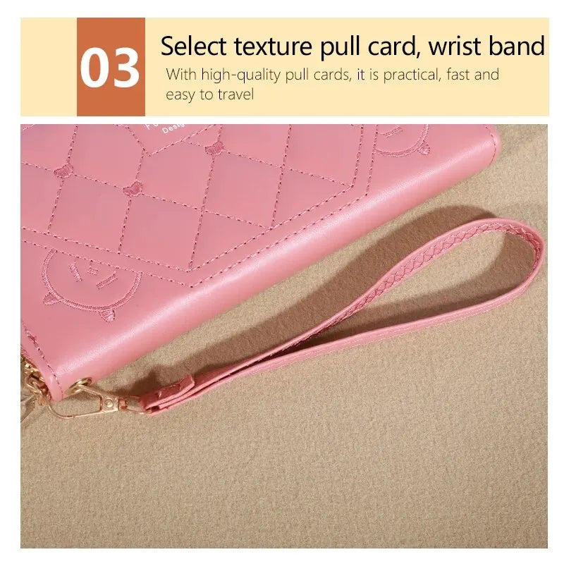 New Wallet Women's European and American Card Bag Zipper Handbag Embroidered Mobile Phone Bag