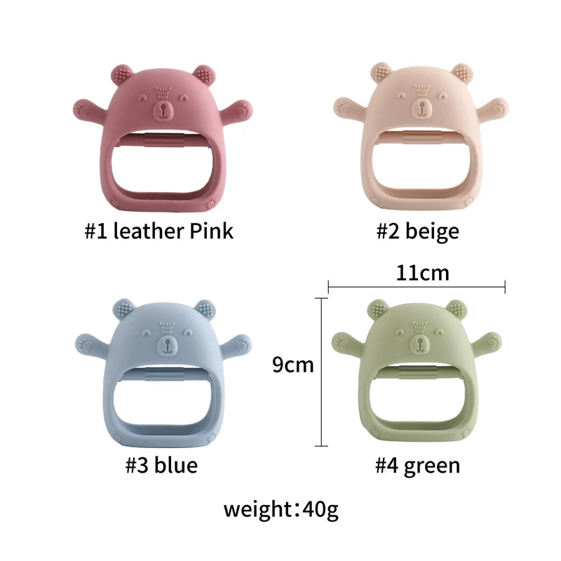 Baby Teether Gloves Kids Cartoon Bear Teething Silicone Dental Care Gums Anti-eating Hand Molar Stick BPA Free Baby Accessorie