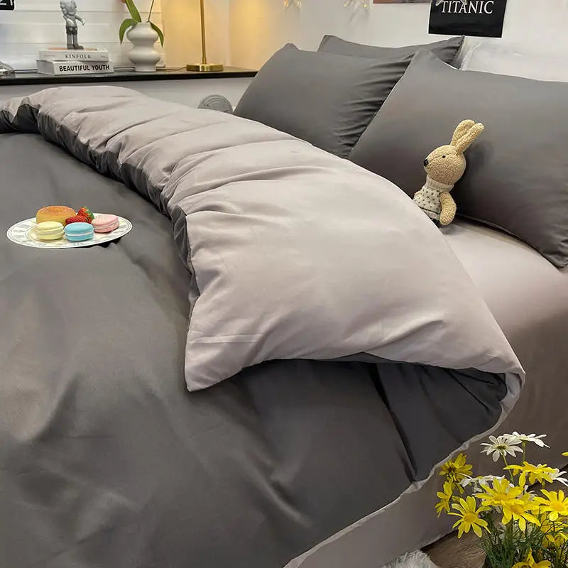 Bonenjoy 1 pc housse de couette 220x240 Dark Gray Color Duvet Cover Double Size funda nordica cama 150 Queen/King Size Bed Cover