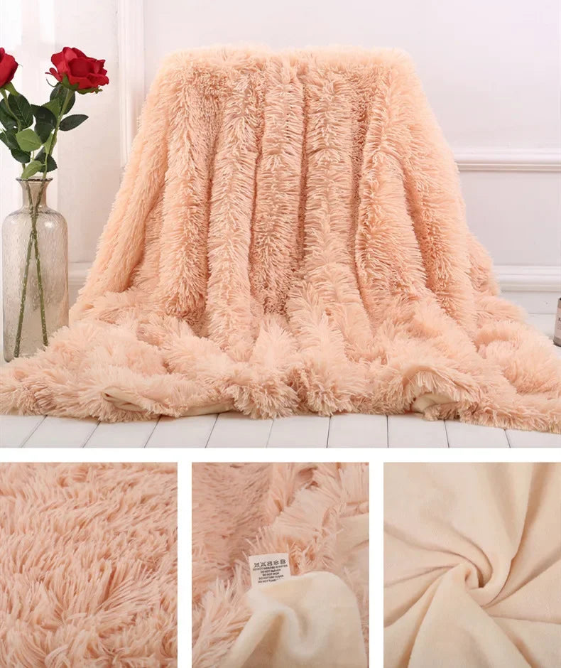 Shaggy Super Soft Coral Fleece Blanket Warm Cozy Bedding Blanket Fluffy Sofa Bedding Airplane Hotel Throw Sofa Pillowcases Sale