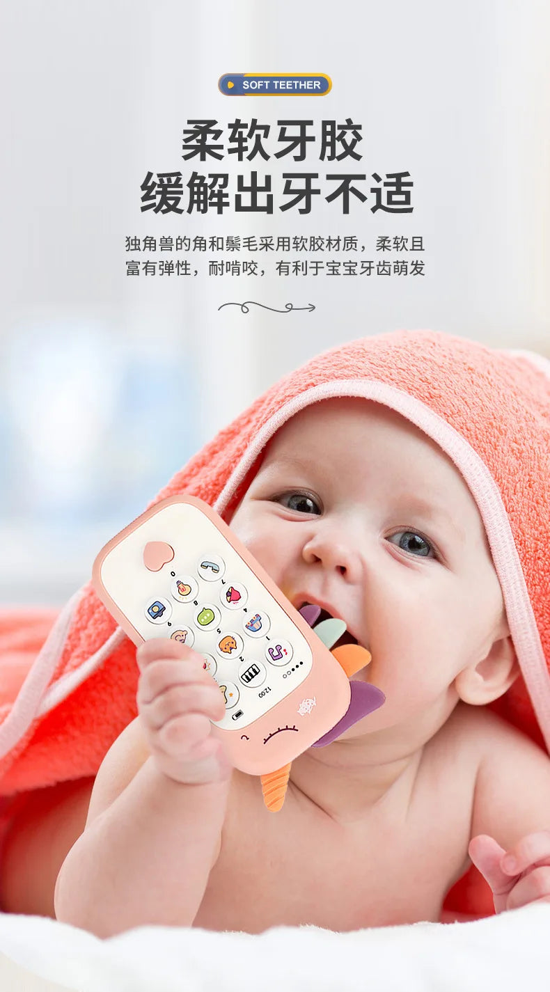 Baby Phone Toy Music Sound Telephone Sleeping Toys With Teether Simulation Phone Kids Infant Early Educational Toy Kids Gifts