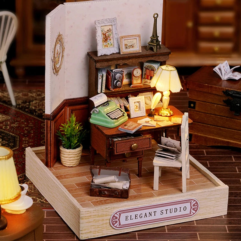 Wooden Miniature Doll House DIY Small House Kit Making Room Toys 3D Puzzle Assembly Building Model Toys for Birthday Gifts