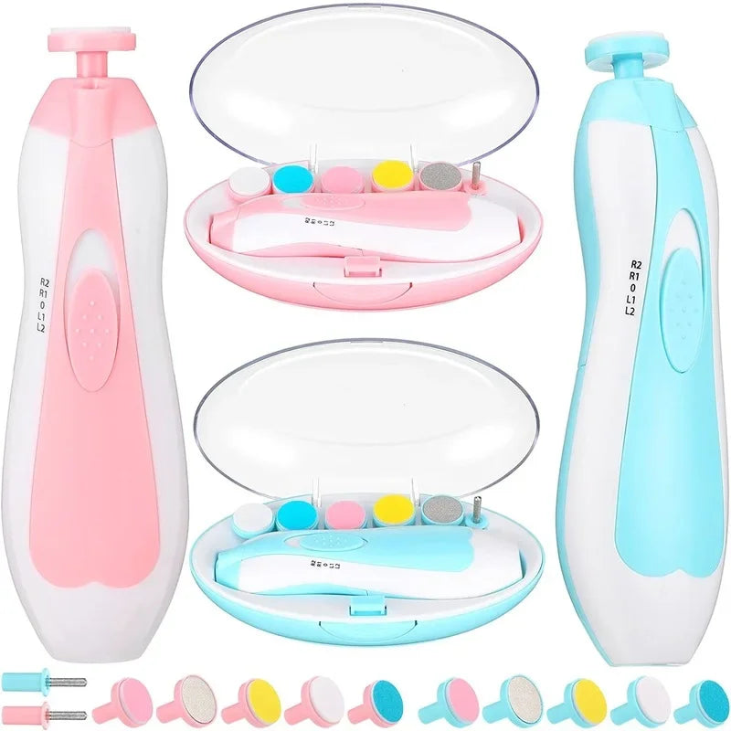 Baby Nail Trimmer Electric Newborn Essential Set Nail Clippers Tools Cutter Care Set Coupe Ongle Bebe With 6 Grinding Heads