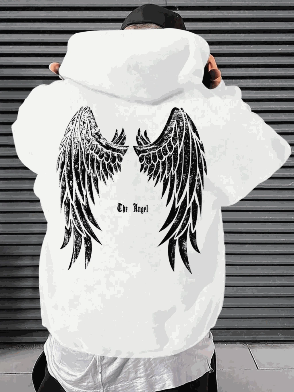 Angel's Wings Printing Male Hoody O-Neck All Match Loose Sweatshirt Fashion Fleece Basic Daily Comfortable Hoodie Autumn Clothes