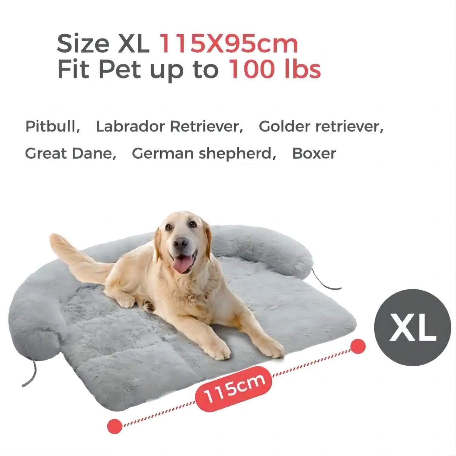 Dog Bed Large Sized Dog Fluffy Bed Couch Cover Large Dog Bed Washable Mat For Furniture Protector Perfect For Large Cats Grey