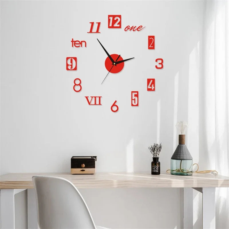 Creative Frameless DlY Wall Clock WallDecal Home Silent Clock Living RoomOffice Wall Decoration