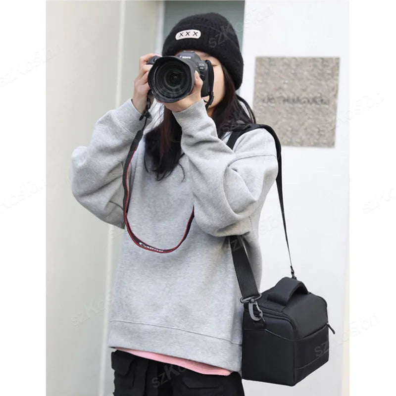 Camera Bag Case Canvas Compatible for Nikon Canon Sony DSLR/SLR Mirrorless Camera Camera Shoulder Messenger Bag for Men/Women