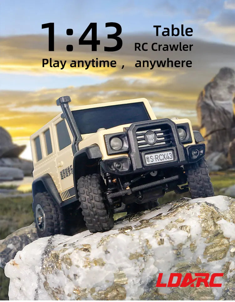 LDARC X43 RTR/BNR 1/43 Crawler RC Car full Time 4WD Remote control Mini Climbing Vehicle Toy desktopExpress Global Mart  SPECIFICATIONSBrand Name: Aoft TechnologyRecommend Age: 14+yIs Electric: No batteryOrigin: Mainland ChinaMaterial: MetalMaterial: PlasticMaterial: RUBBERThrottle serLDARC X43 RTR/BNR 1/43 Crawler RC Car full Time 4WD Remote control MinExpress Global Mart 