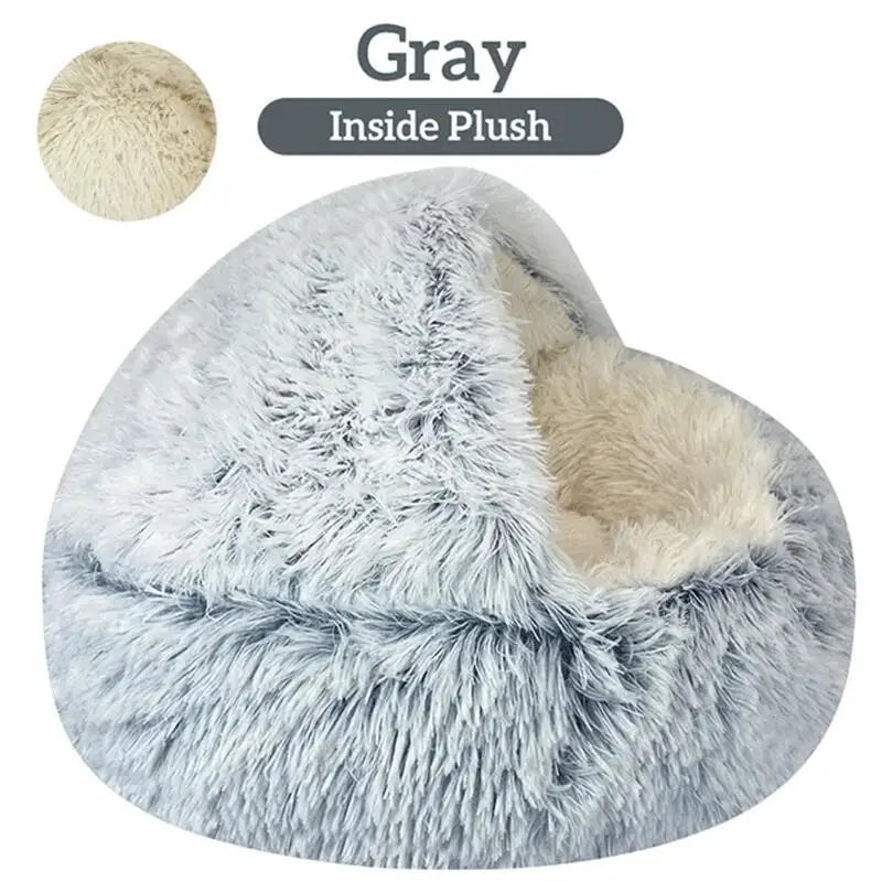 Pet Bed Cat Dog Winter Long Plush Round Cushion Pet House Warm Pet Basket Cat & Dog Sleep Bag Cat Nest Kennel For Small Dog Cat