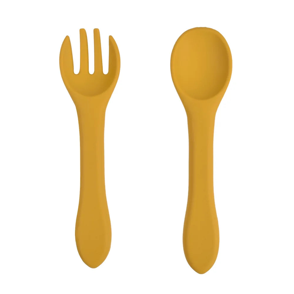 Food-grade Silicone Baby Products Baby Eating Spoon Training Water Spoon Children's Tableware Complementary Food Spoon Fork