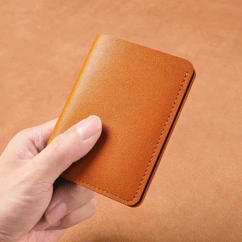 2024 New Women's Wallet Simplified Folding Button Small Wallet Driver's License Card Bag Male Student Soft Leather Wallet