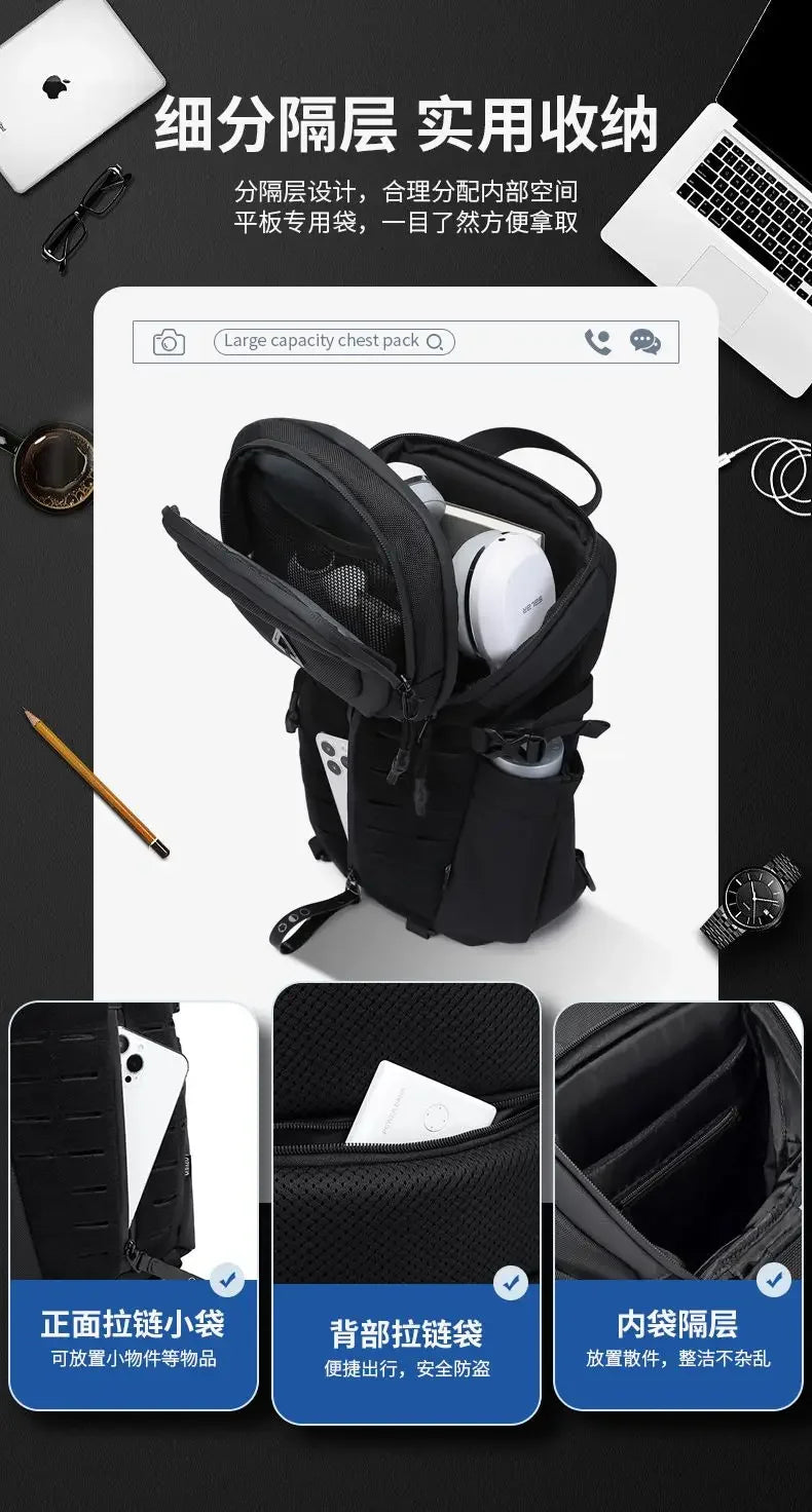 Ozuko Anti-Theft Short Travel Messenger Sling  Cross bag men Waterproof USB Man Crossbody Bag Fashion Designer Chest Bag